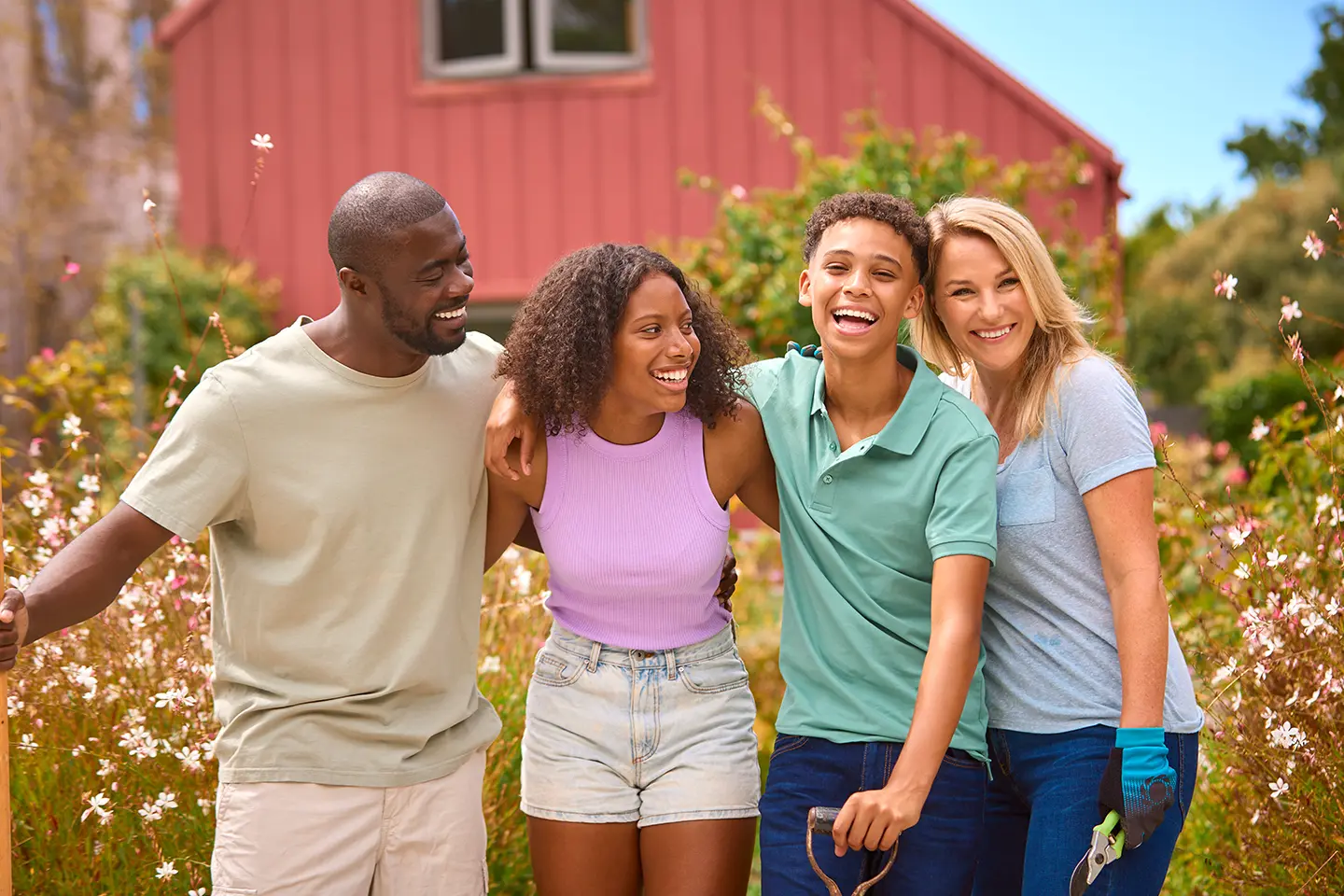 A group of people standing next to each other.